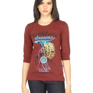 Wrangler Women Printed Maroon T-shirt