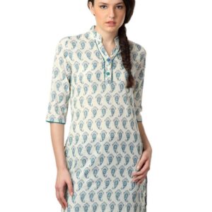 Alma Women Cream Printed Kurta