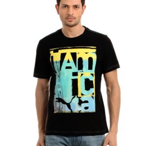Puma Men Black Jamaica Fun T-shirt