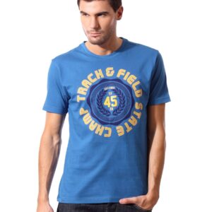 John Players Men Printed Blue T-shirt