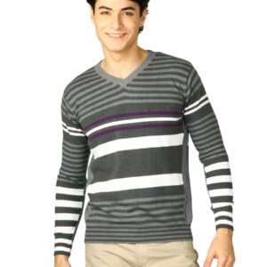 Spykar Men Rts Grey White Pullover Grey Sweaters
