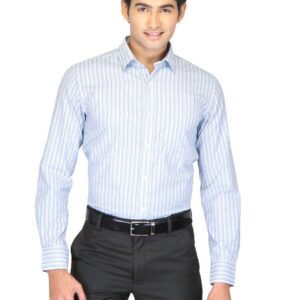 Mark Taylor Men Blue Striped Shirts