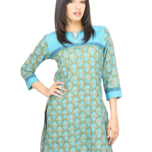 Mother Earth Women Printed Blue Kurta