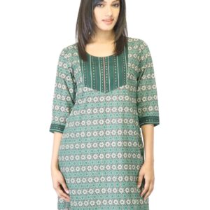 Folklore Women Green Printed Kurta