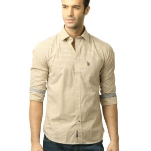 U.S. Polo Assn. Men Checks Mustard Shirt