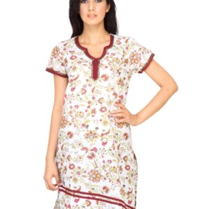 Vishudh Women White and Red Printed Kurta
