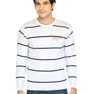 Spykar Men Stripes White Sweaters