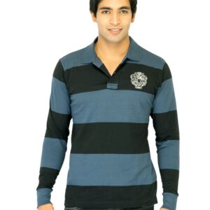 Flying Machine Men Stripes Blue Polo Tshirts