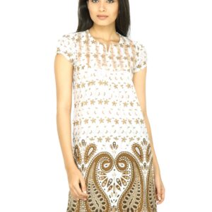 Vishudh Women Flower Print Brown Kurta