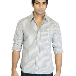 Levis Men Grey & Black Striped Shirt