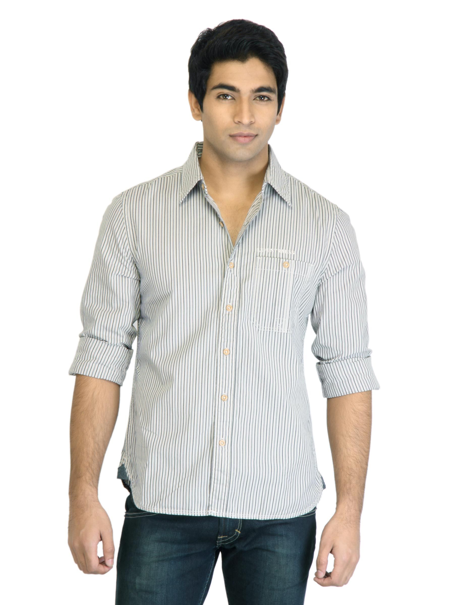 Levis Men Grey & Black Striped Shirt