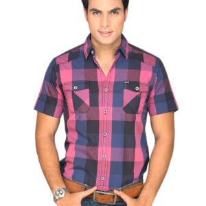 Locomotive Men Pink Checked Shirt
