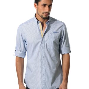 John Players Men Stripes Blue Shirt
