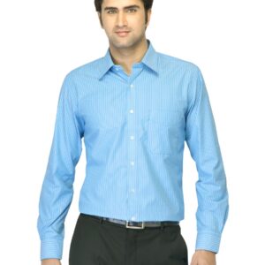 Mark Taylor Men Striped Blue Shirt