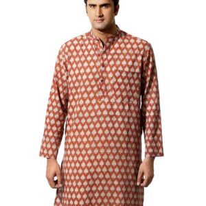 Fabindia Men Printed Red Kurta
