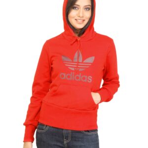 ADIDAS Originals Women Trefoil Hoodie Red Sweatshirt