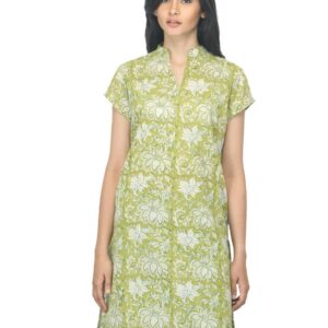 Fabindia Women Printed Green Kurta