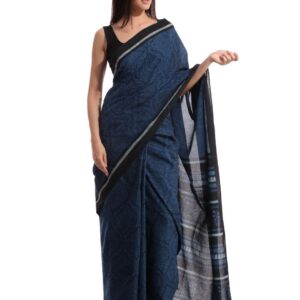 Fabindia H& Printed Blue Cotton Mull Sari