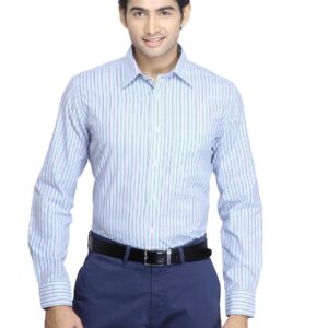 Mark Taylor Men Blue Striped Shirt