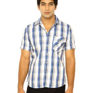 Wrangler Men August Stripe Look Checks Blue Shirts