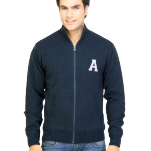 Arrow Sport Men Solid Navy Blue Sweaters