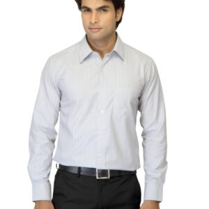 Mark Taylor Men Striped Grey Shirt