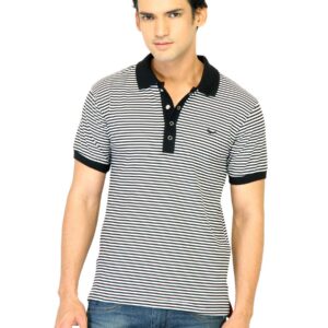 Flying Machine Men Stripes White Polo Tshirts