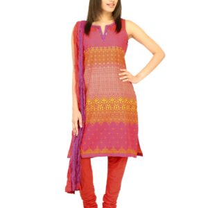 Biba Women Red Printed Churidar Kurta with Dupatta