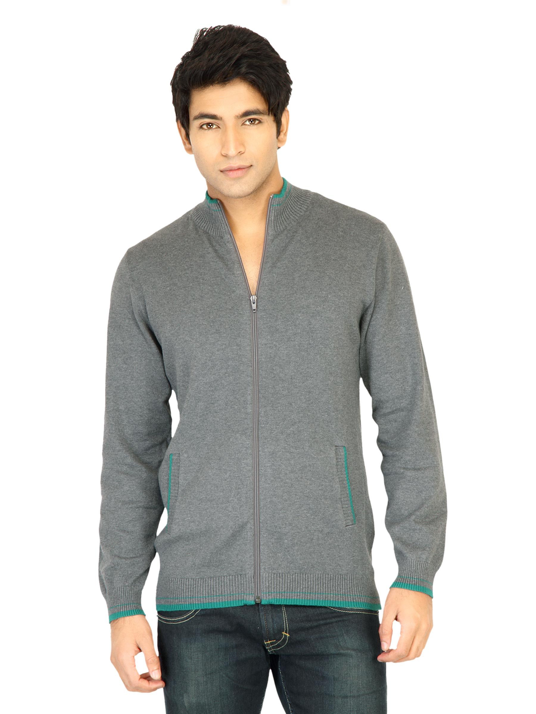 Turtle Solid Men Grey Sweaters