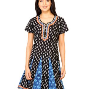Mother Earth Women Printed Black Kurta