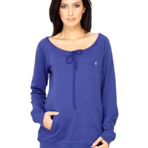 United Colors of Benetton Women Solid Blue Sweat Shirts