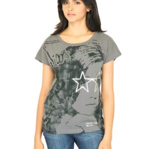 Lee Women Printed Grey Tshirts
