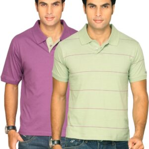 Classic Polo Men's Combo Pack of 2 Purple Seaweed Green T-shirt