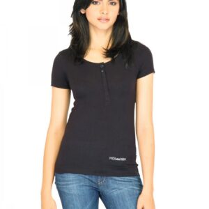 Lee Women Solid Black Tshirts