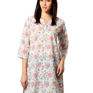 Fabindia Women Printed White Kurta
