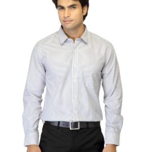 Mark Taylor Men Striped White Shirt