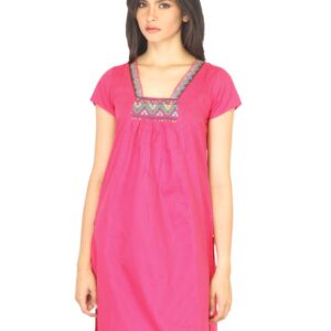 W Women Gathered Design Pink Kurta