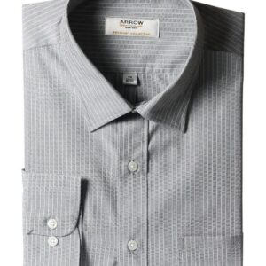 Arrow Men Grey Striped Shirt