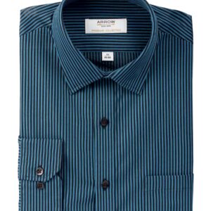 Arrow Men Stripes Green Slim Fit Shirt