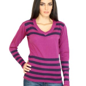 Jealous 21 Women Stripes Purple Sweater