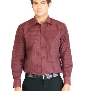Peter England Men Stripes Maroon Shirt