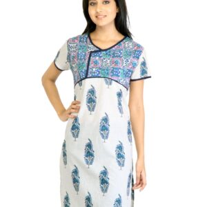Visudh White Printed Ethnic Kurta