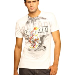 Ed Hardy Men's White Blue Dragon T-shirt