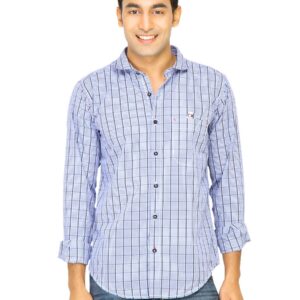 Basics Men Blue Slim Fit Checked Shirt