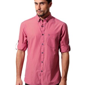 John Players Men Stripes Pink Shirt
