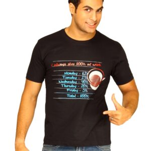 Myntra Men's I Give 100 Percent Work Black T-shirt