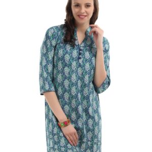 Alma Women Blue and Sea Green Printed Kurta