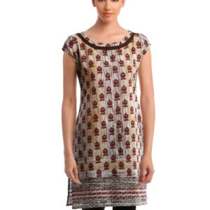 Alma Women Printed Beige Kurta