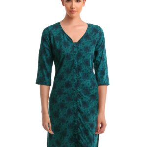 Alma Women Blue & Green Printed Kurta