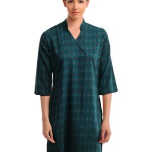 Alma Women Teal Printed Kurta